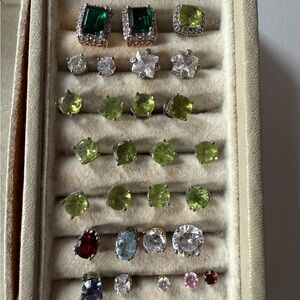 28 Gemstone Earring Stud Set
